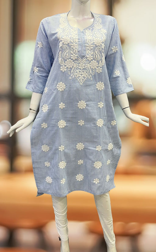 Indian Handmade Chikankari Kurti For Women With Cotton Straight Kurta | eBay